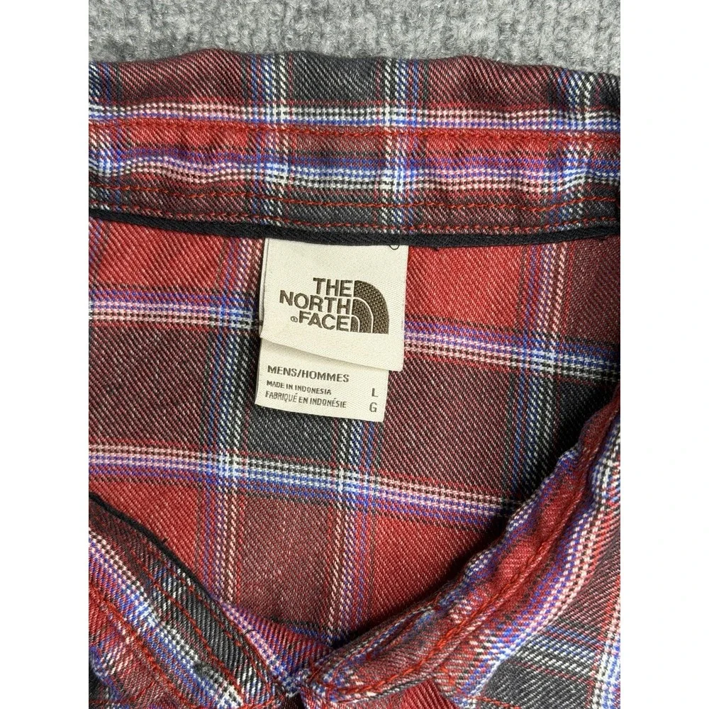 The North Face ThermoCore Button Down Shirt Men Size L Red Plaid